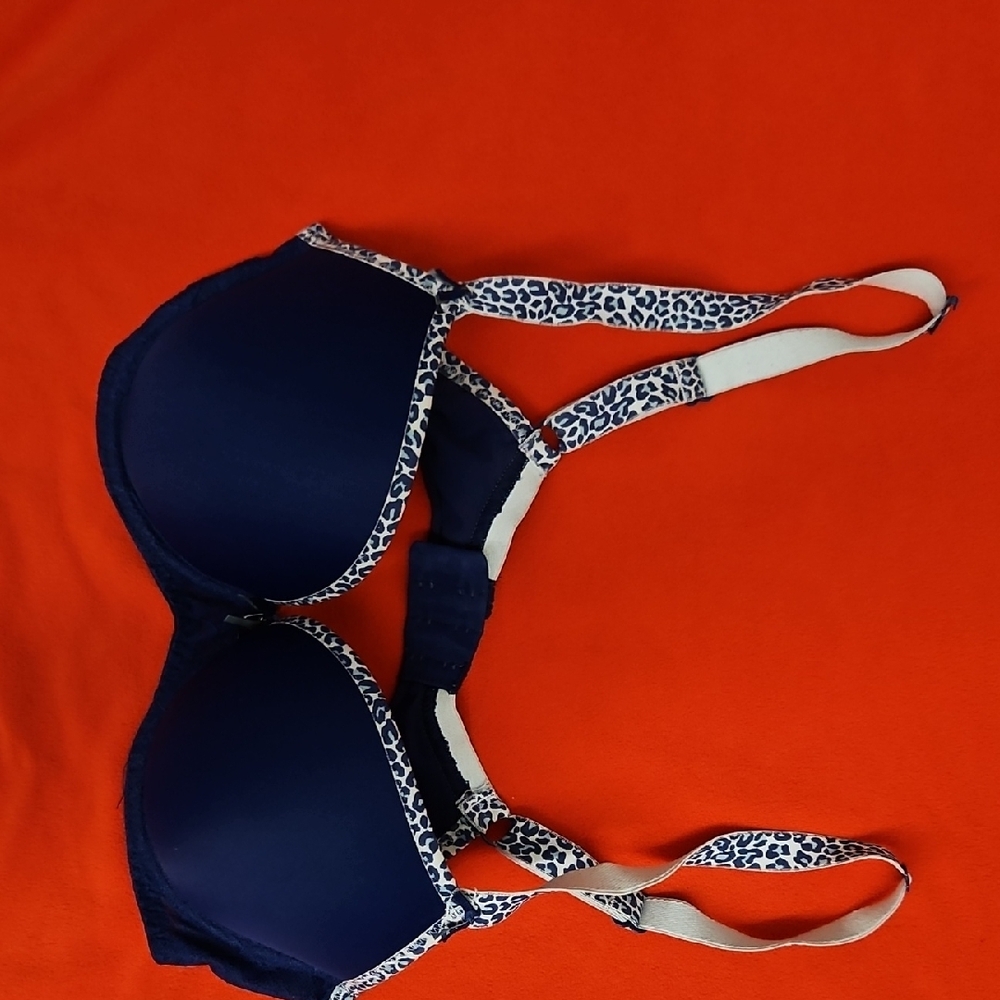 Freya Blue and White Underwire Bra with Adjustable Straps